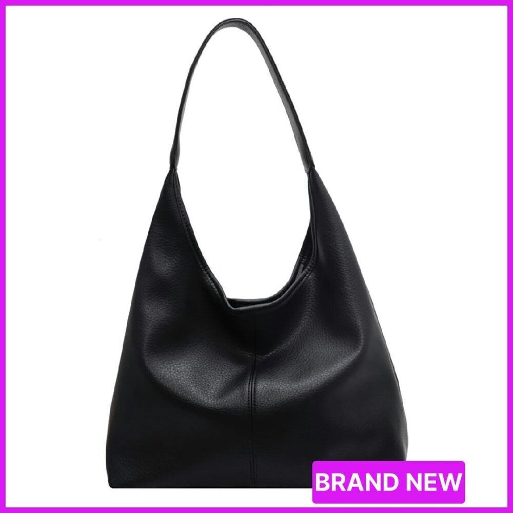 Slouchy Tote Bag Soft PU Leather Shoulder Purse Work Everyday Handbag